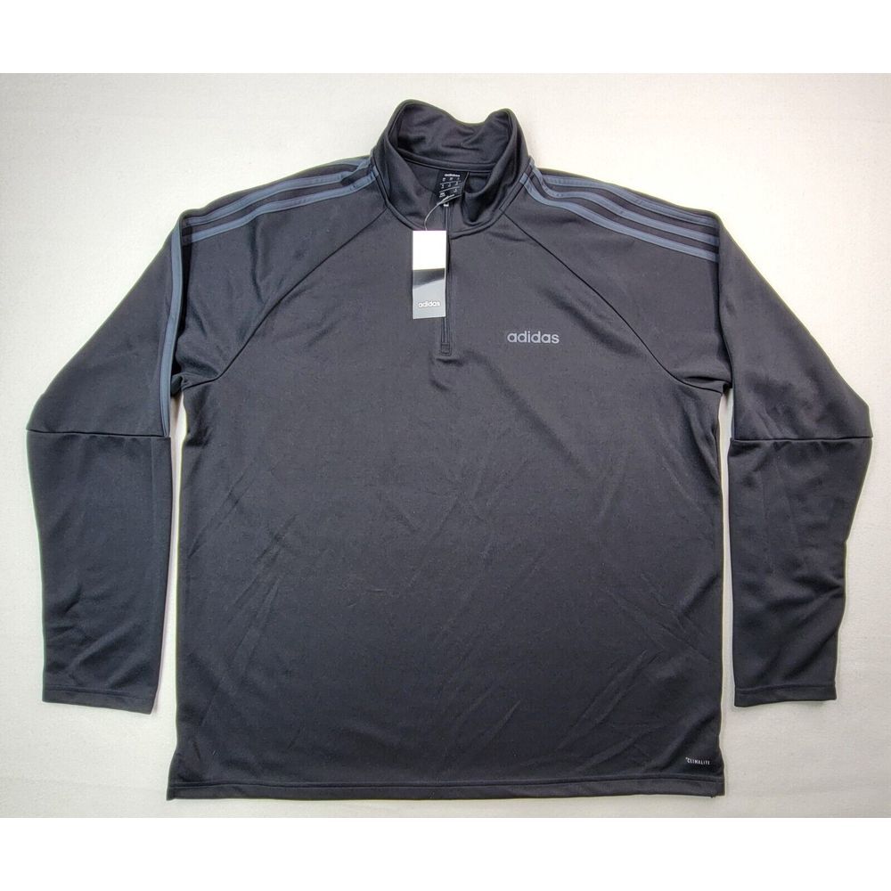 Adidas Climalite Black Gray 1/4 Zip Pullover Jacket Mens 2XL